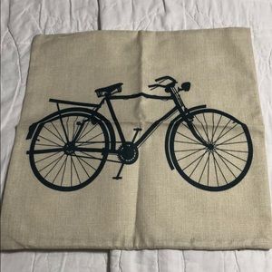 NEW. Bicycle theme pillow cover.